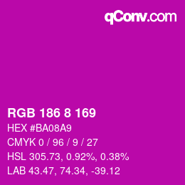 Color code: RGB 186 8 169 | qconv.com