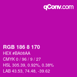颜色代码: RGB 186 8 170 | qconv.com
