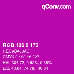 Color code: RGB 186 8 172 | qconv.com