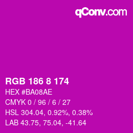 颜色代码: RGB 186 8 174 | qconv.com
