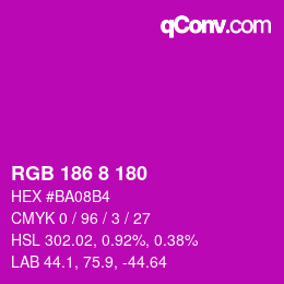 Color code: RGB 186 8 180 | qconv.com