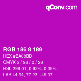 Color code: RGB 186 8 189 | qconv.com