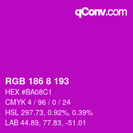 Color code: RGB 186 8 193 | qconv.com
