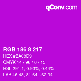 Color code: RGB 186 8 217 | qconv.com