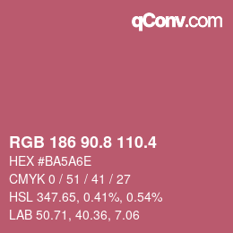 カラーコード: RGB 186 90.8 110.4 | qconv.com