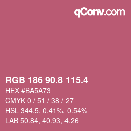 カラーコード: RGB 186 90.8 115.4 | qconv.com