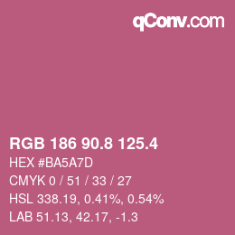 カラーコード: RGB 186 90.8 125.4 | qconv.com