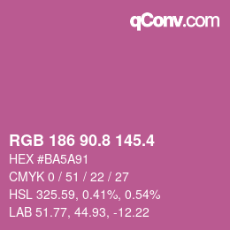 カラーコード: RGB 186 90.8 145.4 | qconv.com