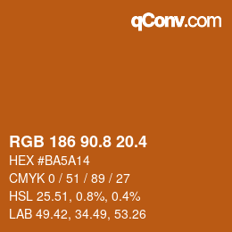 カラーコード: RGB 186 90.8 20.4 | qconv.com