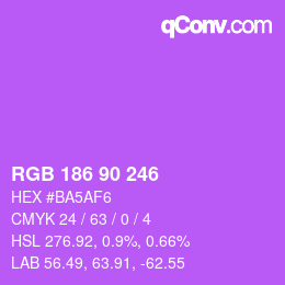 カラーコード: RGB 186 90 246 | qconv.com