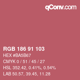 Color code: RGB 186 91 103 | qconv.com