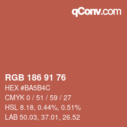 Color code: RGB 186 91 76 | qconv.com
