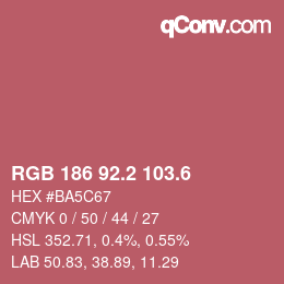 カラーコード: RGB 186 92.2 103.6 | qconv.com