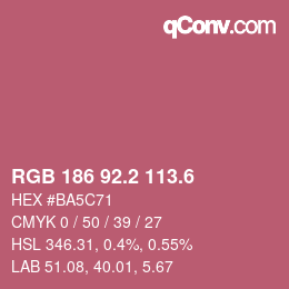 カラーコード: RGB 186 92.2 113.6 | qconv.com