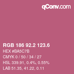 カラーコード: RGB 186 92.2 123.6 | qconv.com