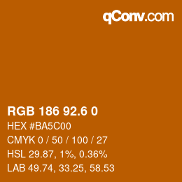 カラーコード: RGB 186 92.6 0 | qconv.com