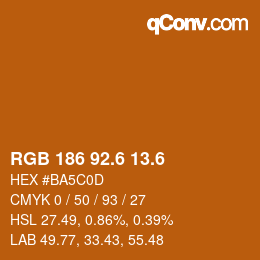 カラーコード: RGB 186 92.6 13.6 | qconv.com