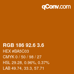カラーコード: RGB 186 92.6 3.6 | qconv.com