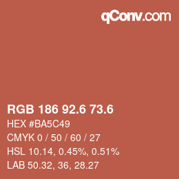カラーコード: RGB 186 92.6 73.6 | qconv.com