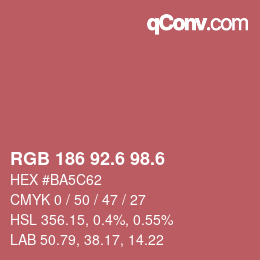 カラーコード: RGB 186 92.6 98.6 | qconv.com