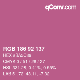 Color code: RGB 186 92 137 | qconv.com