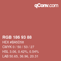 Color code: RGB 186 93 88 | qconv.com