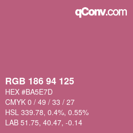 颜色代码: RGB 186 94 125 | qconv.com