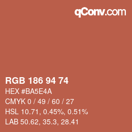 颜色代码: RGB 186 94 74 | qconv.com