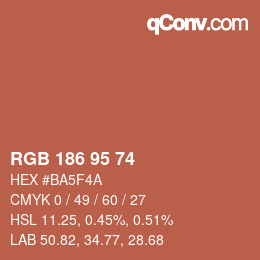 Farbcode: RGB 186 95 74 | qconv.com