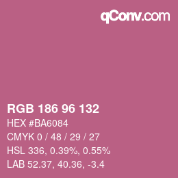 Color code: RGB 186 96 132 | qconv.com