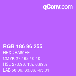 Color code: RGB 186 96 255 | qconv.com