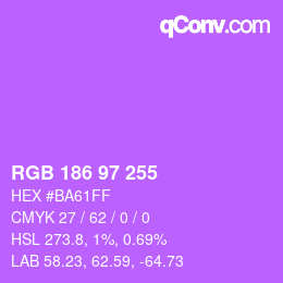 Color code: RGB 186 97 255 | qconv.com