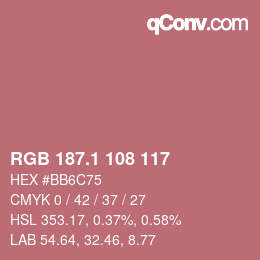 カラーコード: RGB 187.1 108 117 | qconv.com