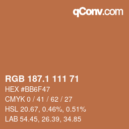 カラーコード: RGB 187.1 111 71 | qconv.com