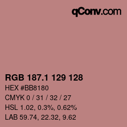 カラーコード: RGB 187.1 129 128 | qconv.com