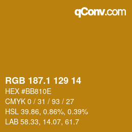 カラーコード: RGB 187.1 129 14 | qconv.com