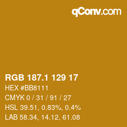 カラーコード: RGB 187.1 129 17 | qconv.com