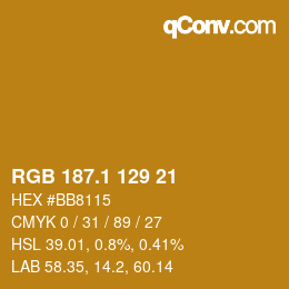 カラーコード: RGB 187.1 129 21 | qconv.com