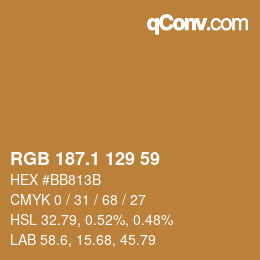 カラーコード: RGB 187.1 129 59 | qconv.com