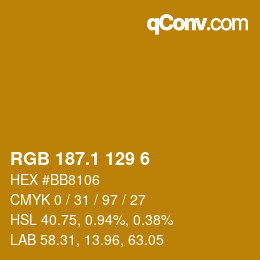 カラーコード: RGB 187.1 129 6 | qconv.com