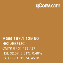 カラーコード: RGB 187.1 129 60 | qconv.com