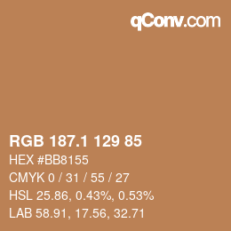カラーコード: RGB 187.1 129 85 | qconv.com