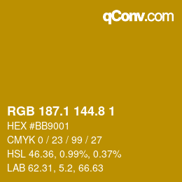 カラーコード: RGB 187.1 144.8 1 | qconv.com