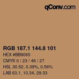Color code: RGB 187.1 144.8 101 | qconv.com