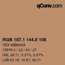 Farbcode: RGB 187.1 144.8 106 | qconv.com