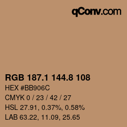 Color code: RGB 187.1 144.8 108 | qconv.com