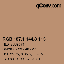 Color code: RGB 187.1 144.8 113 | qconv.com