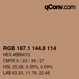 Color code: RGB 187.1 144.8 114 | qconv.com