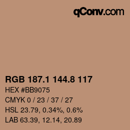 Color code: RGB 187.1 144.8 117 | qconv.com