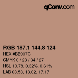 Color code: RGB 187.1 144.8 124 | qconv.com